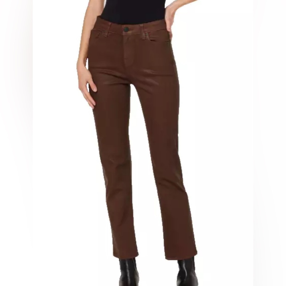 Hudson Nico Coated Mid Rise Straight Ankle Jeans Slit Hem Sz. 26 NWOT